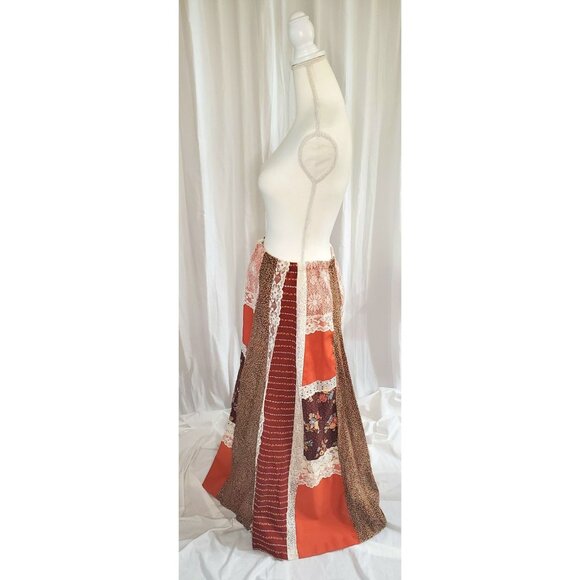 Carefree Fashions Patchwork Hippie Maxi Skirt Womens XL Floral Boho Fall Lined - Picture 11 of 16